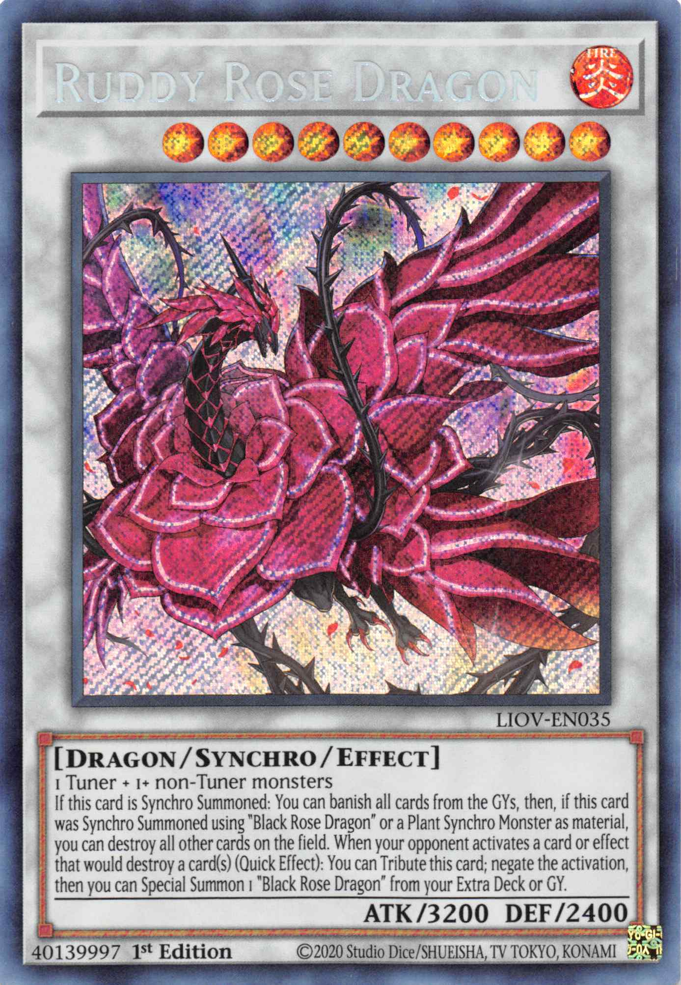 Ruddy Rose Dragon [LIOV-EN035] Secret Rare | Event Horizon Hobbies CA