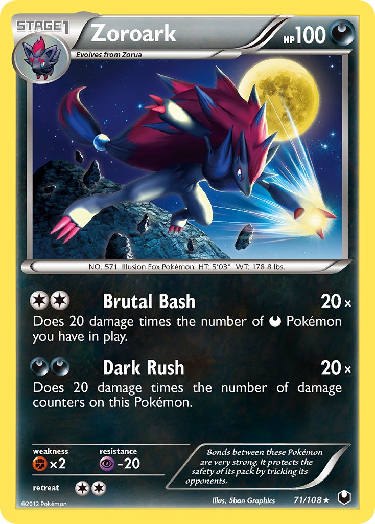 Zoroark (71/108) (Cracked Ice Holo) (Theme Deck Exclusive) [Black & White: Dark Explorers] | Event Horizon Hobbies CA