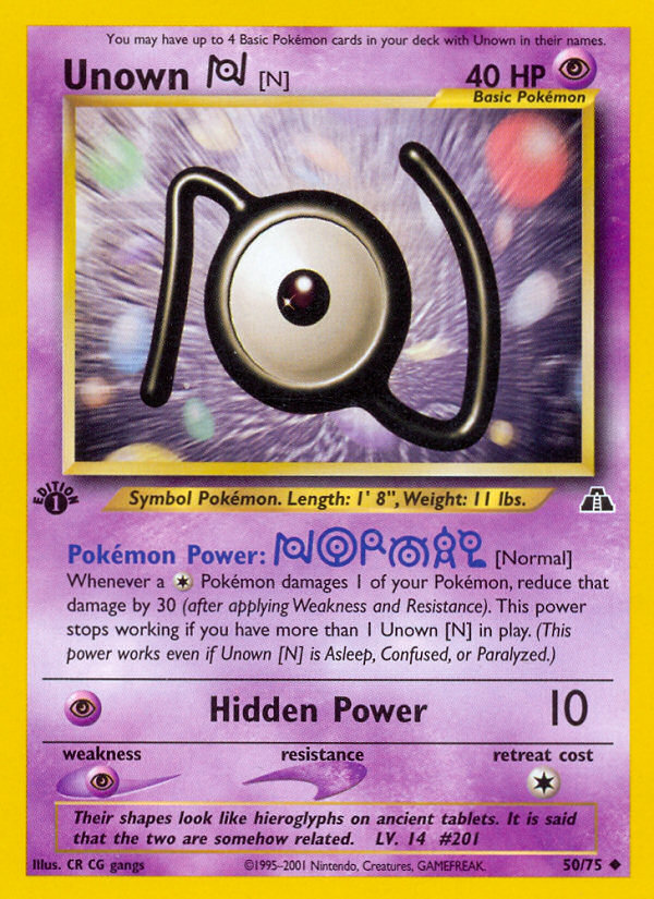 Unown [N] (50/75) [Neo Discovery 1st Edition] | Event Horizon Hobbies CA