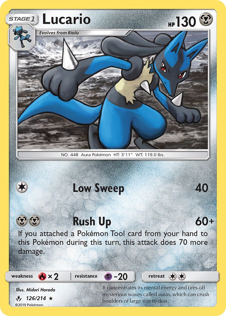 Lucario (126/214) (Theme Deck Exclusive) [Sun & Moon: Unbroken Bonds] | Event Horizon Hobbies CA