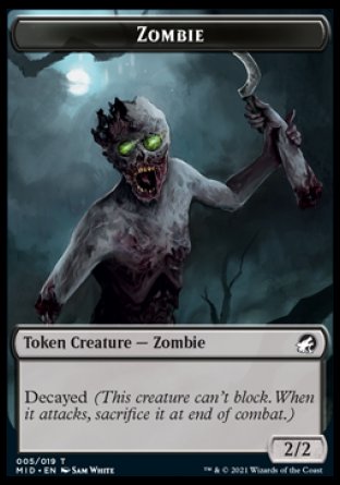 Zombie (005) // Zombie (004) Double-sided Token [Innistrad: Midnight Hunt Commander] | Event Horizon Hobbies CA