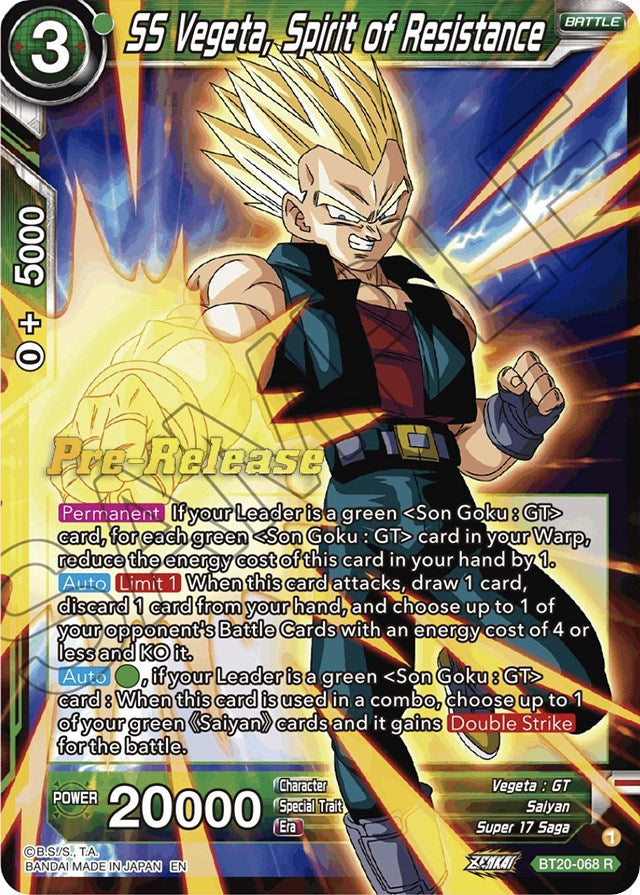 SS Vegeta, Spirit of Resistance (BT20-068) [Power Absorbed Prerelease Promos] | Event Horizon Hobbies CA