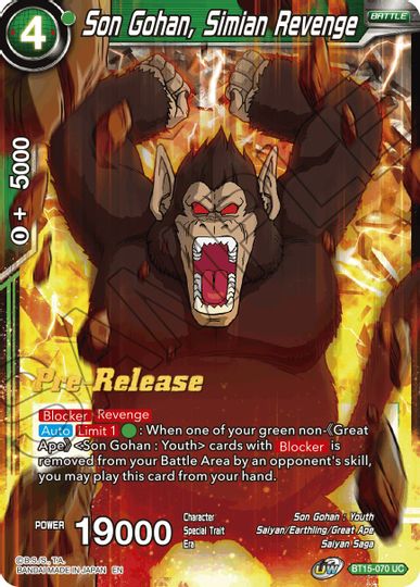 Son Gohan, Simian Revenge (BT15-070) [Saiyan Showdown Prerelease Promos] | Event Horizon Hobbies CA