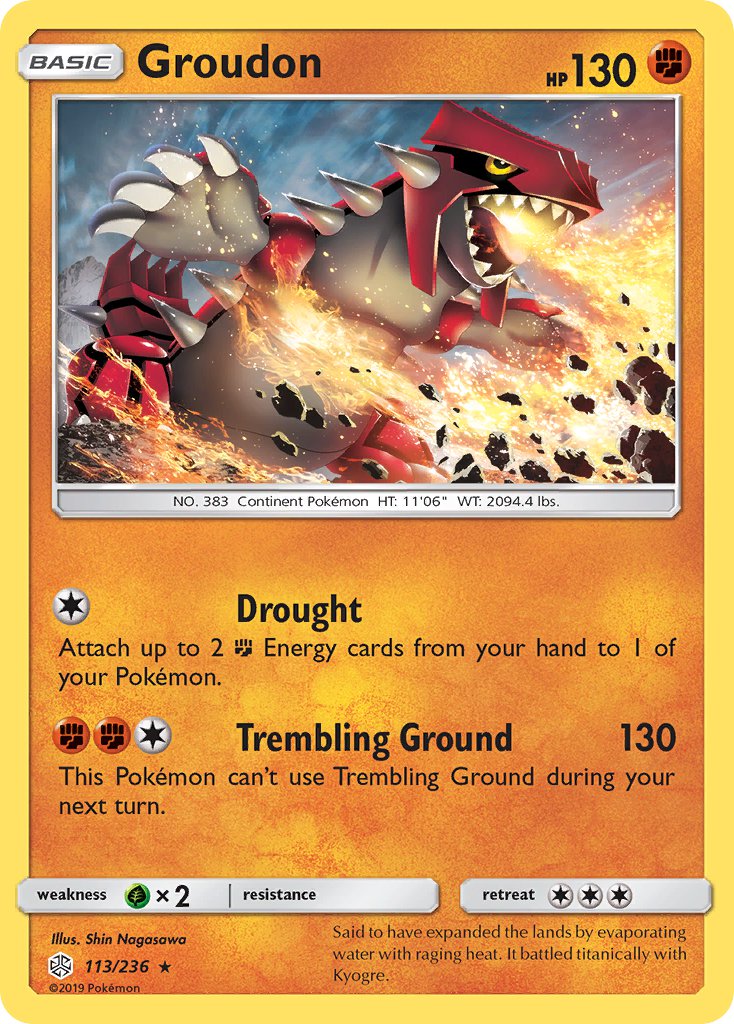 Groudon (113/236) (Cracked Ice Holo) (Theme Deck Exclusive) [Sun & Moon: Cosmic Eclipse] | Event Horizon Hobbies CA