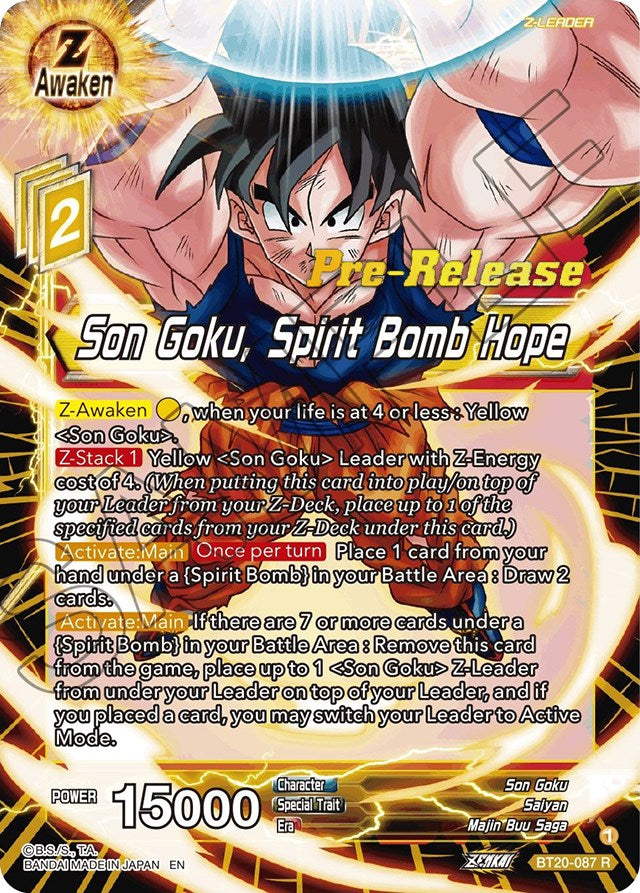 Son Goku, Spirit Bomb Hope (BT20-087) [Power Absorbed Prerelease Promos] | Event Horizon Hobbies CA