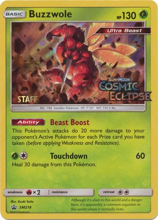 Buzzwole (SM218) (Staff Prerelease Promo) [Sun & Moon: Black Star Promos] | Event Horizon Hobbies CA