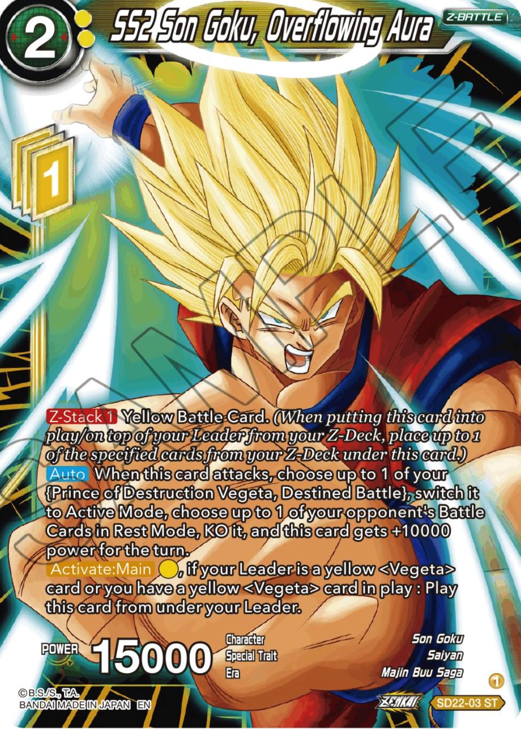 SS2 Son Goku, Overflowing Aura (Starter Deck Exclusive) (SD22-03) [Power Absorbed] | Event Horizon Hobbies CA