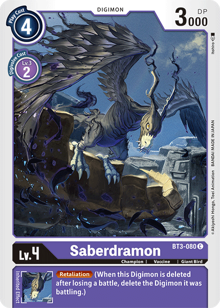 Saberdramon [BT3-080] [Release Special Booster Ver.1.5] | Event Horizon Hobbies CA