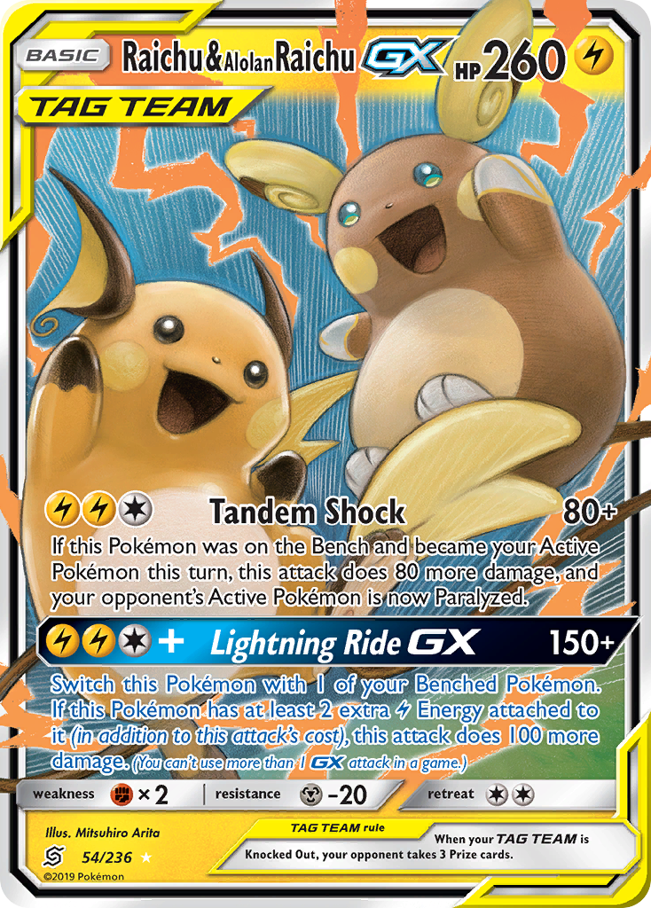 Raichu & Alolan Raichu GX (54/236) [Sun & Moon: Unified Minds] | Event Horizon Hobbies CA