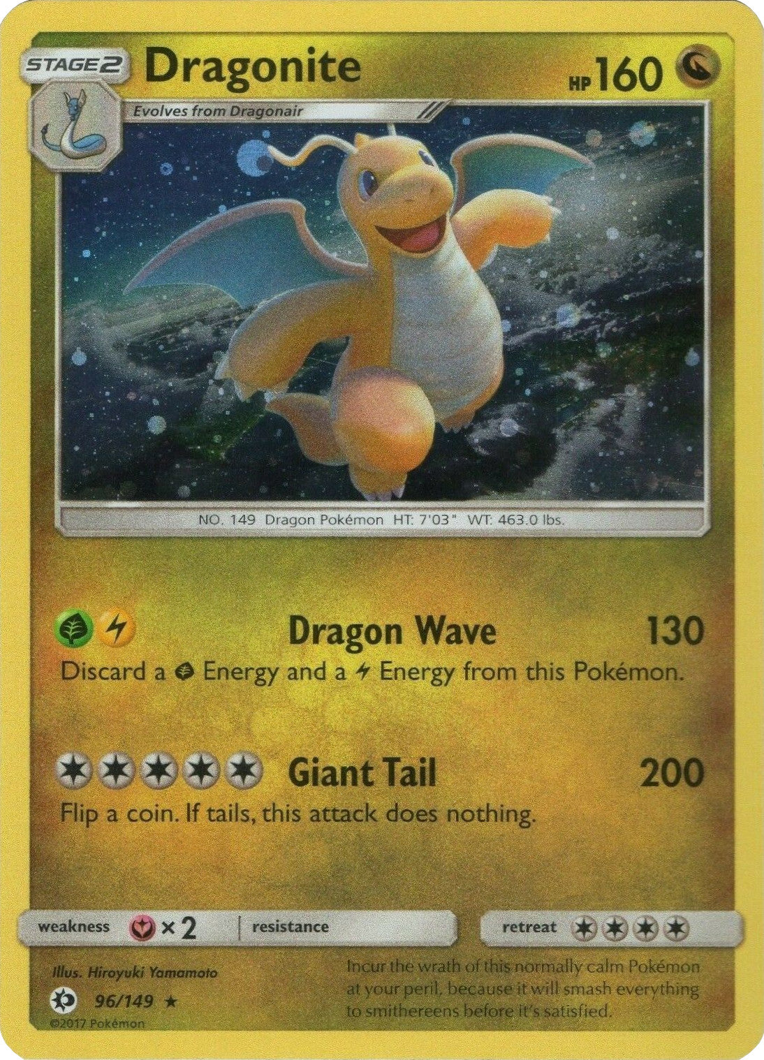 Dragonite (96/149) (Cosmos Holo) [Sun & Moon: Base Set] | Event Horizon Hobbies CA