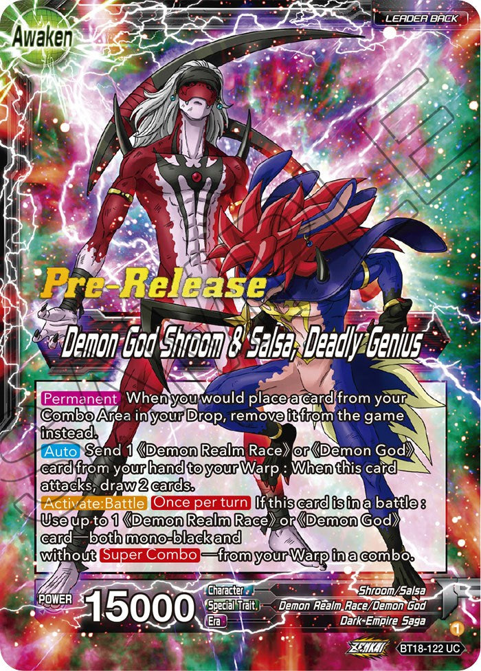 Shroom & Salsa // Demon God Shroom & Salsa, Deadly Genius (BT18-122) [Dawn of the Z-Legends Prerelease Promos] | Event Horizon Hobbies CA