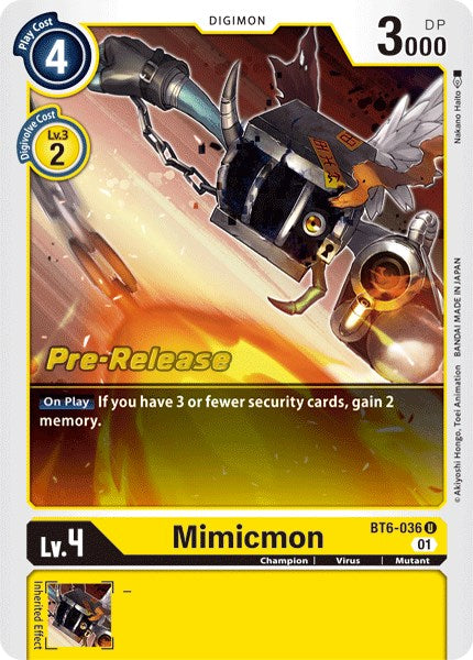 Mimicmon [BT6-036] [Double Diamond Pre-Release Cards] | Event Horizon Hobbies CA