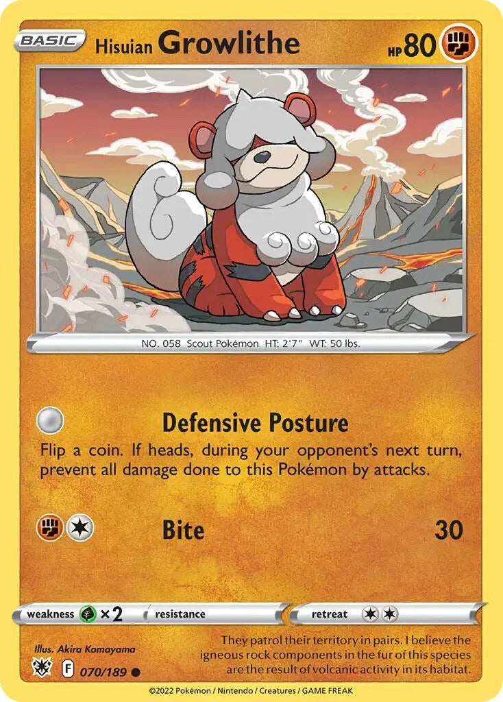 Hisuian Growlithe (070/189) (Theme Deck Exclusive) [Sword & Shield: Astral Radiance] | Event Horizon Hobbies CA