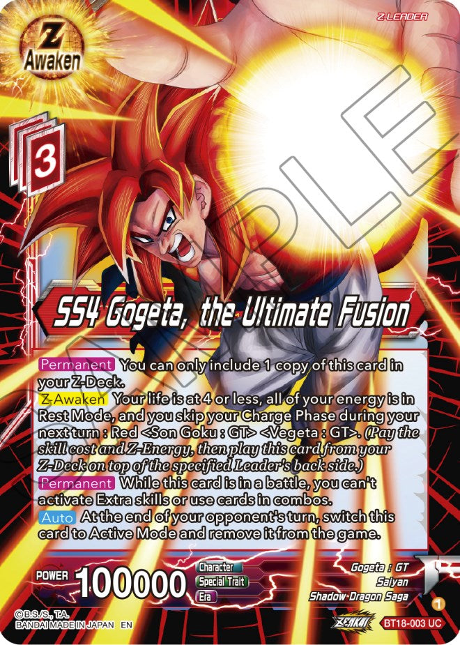 SS4 Gogeta, the Ultimate Fusion (BT18-003) [Dawn of the Z-Legends] | Event Horizon Hobbies CA