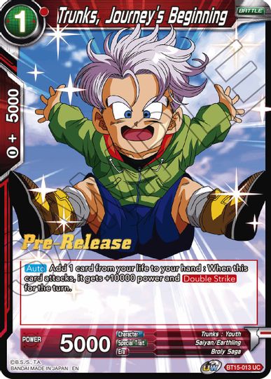 Trunks, Journey's Beginning (BT15-013) [Saiyan Showdown Prerelease Promos] | Event Horizon Hobbies CA