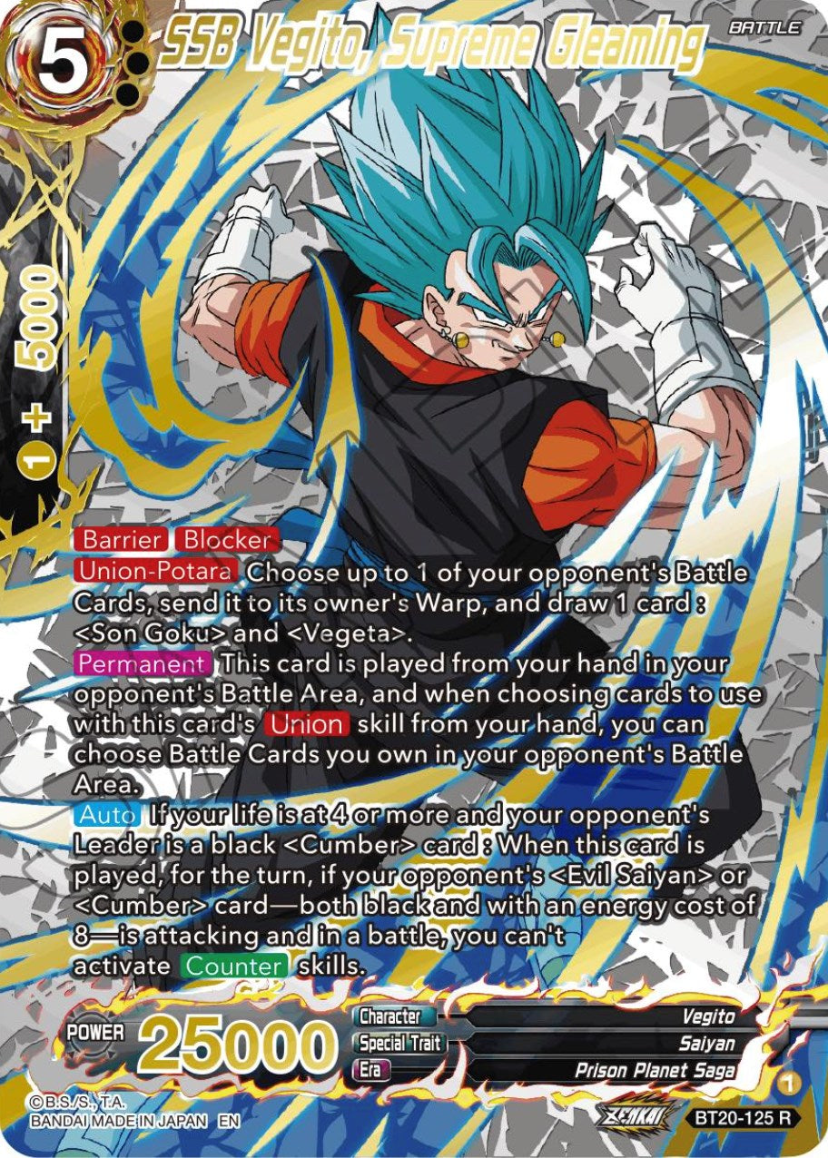 SSB Vegito, Supreme Gleaming (Gold-Stamped) (BT20-125) [Power Absorbed] | Event Horizon Hobbies CA