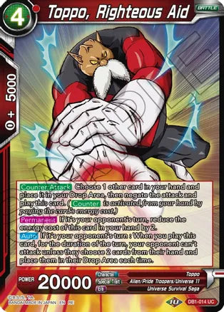 Toppo, Righteous Aid (DB1-014) [Mythic Booster] | Event Horizon Hobbies CA