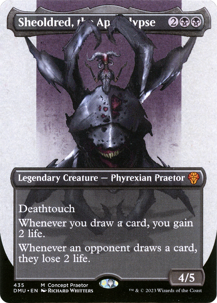 Sheoldred, the Apocalypse (Borderless Concept Praetors) [Phyrexia: All Will Be One] | Event Horizon Hobbies CA