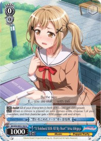 "A Notebook With All My Heart" Arisa Ichigaya (BD/EN-W03-102 U) [BanG Dream! Girls Band Party! MULTI LIVE] | Event Horizon Hobbies CA