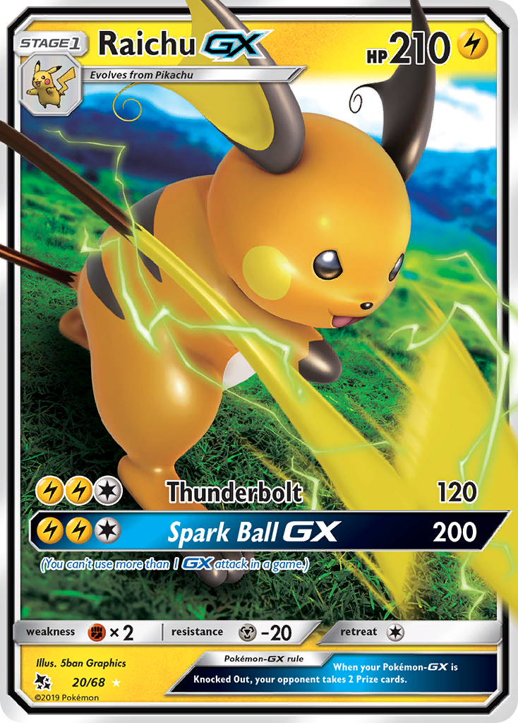 Raichu GX (20/68) [Sun & Moon: Hidden Fates] | Event Horizon Hobbies CA