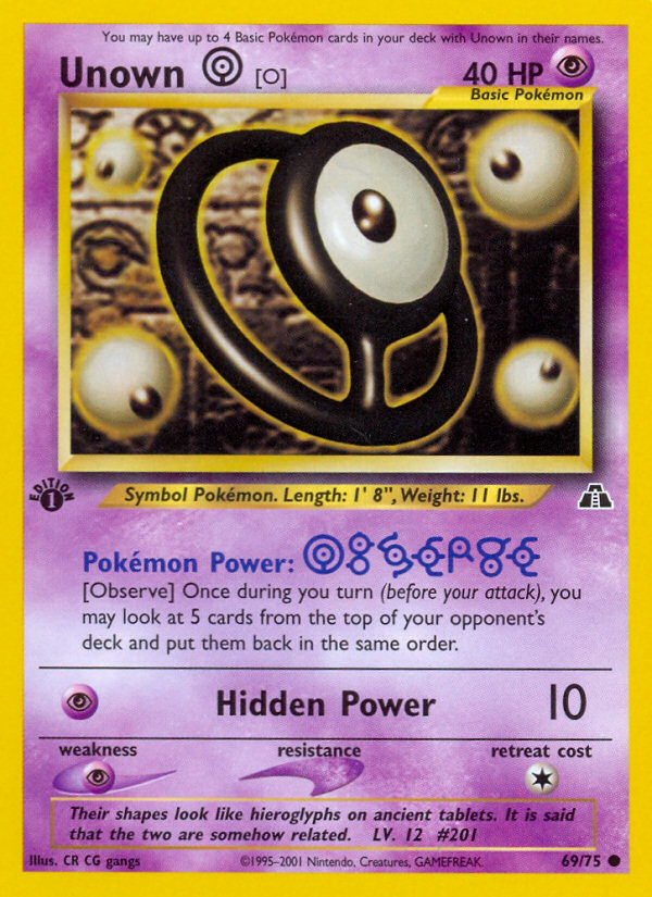 Unown [O] (69/75) [Neo Discovery 1st Edition] | Event Horizon Hobbies CA