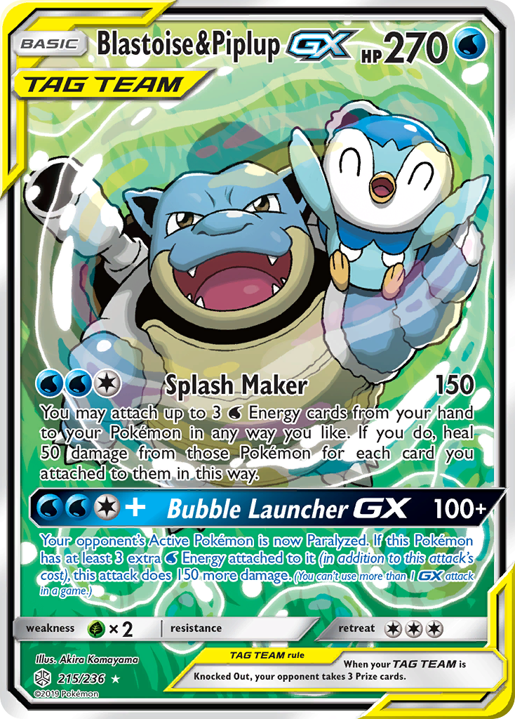 Blastoise & Piplup GX (215/236) [Sun & Moon: Cosmic Eclipse] | Event Horizon Hobbies CA