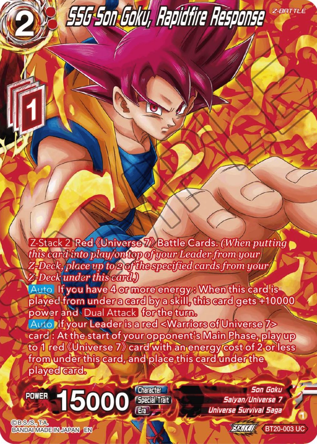 SSG Son Goku, Rapidfire Response (Silver Foil) (BT20-003) [Power Absorbed] | Event Horizon Hobbies CA