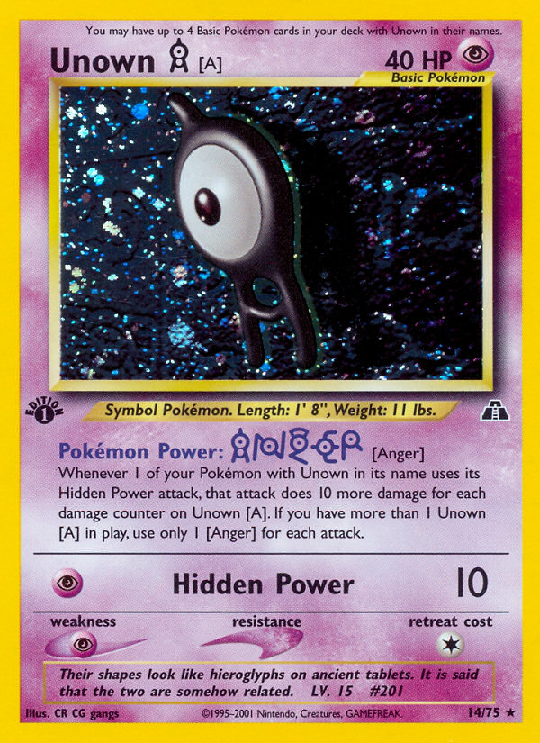 Unown [A] (14/75) [Neo Discovery 1st Edition] | Event Horizon Hobbies CA