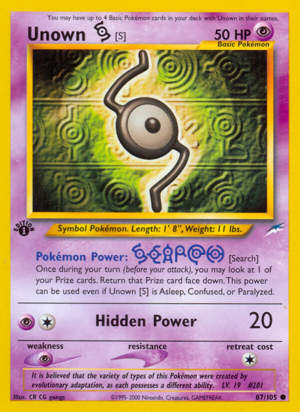 Unown [S] (87/105) [Neo Destiny 1st Edition] | Event Horizon Hobbies CA