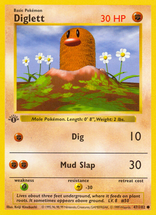 Diglett (47/102) (Shadowless) [Base Set 1st Edition] | Event Horizon Hobbies CA