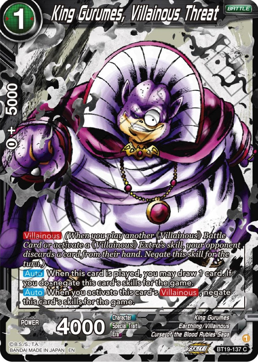 King Gurumes, Villainous Threat (BT19-137) [Fighter's Ambition] | Event Horizon Hobbies CA