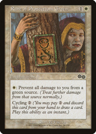 Rune of Protection: Green [Urza's Saga] | Event Horizon Hobbies CA