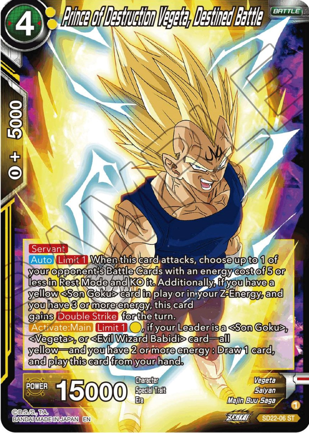 Prince of Destruction Vegeta, Destined Battle (Starter Deck Exclusive) (SD22-06) [Power Absorbed] | Event Horizon Hobbies CA