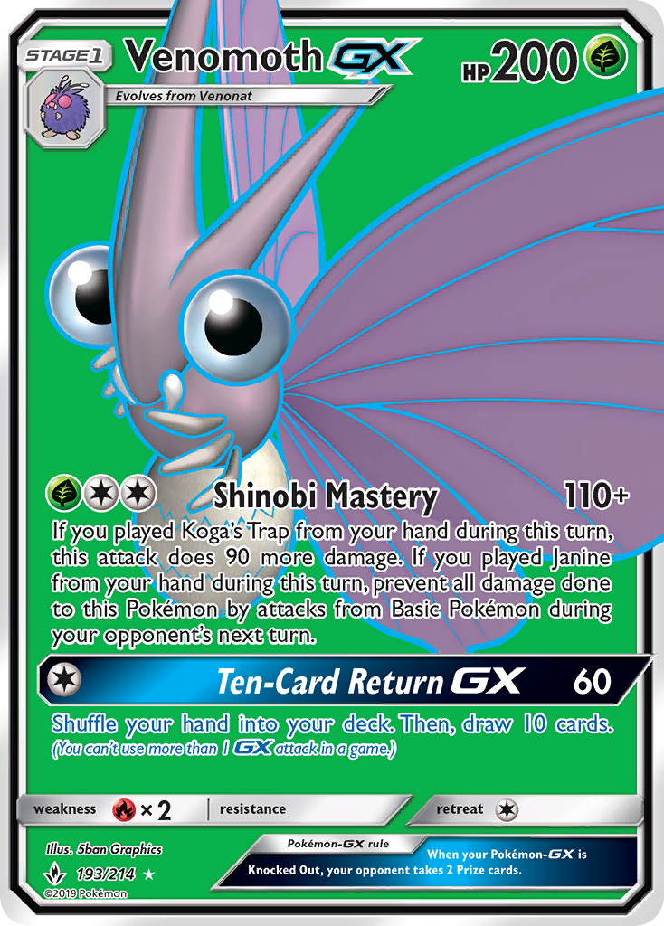 Venomoth GX (193/214) [Sun & Moon: Unbroken Bonds] | Event Horizon Hobbies CA