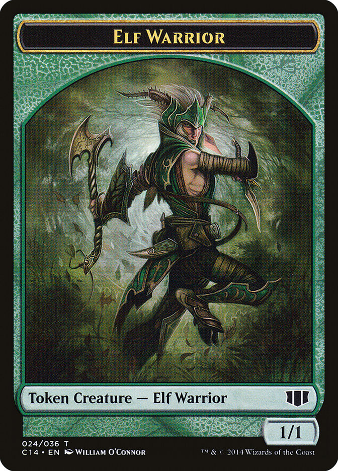 Elephant // Elf Warrior Double-sided Token [Commander 2014 Tokens] | Event Horizon Hobbies CA