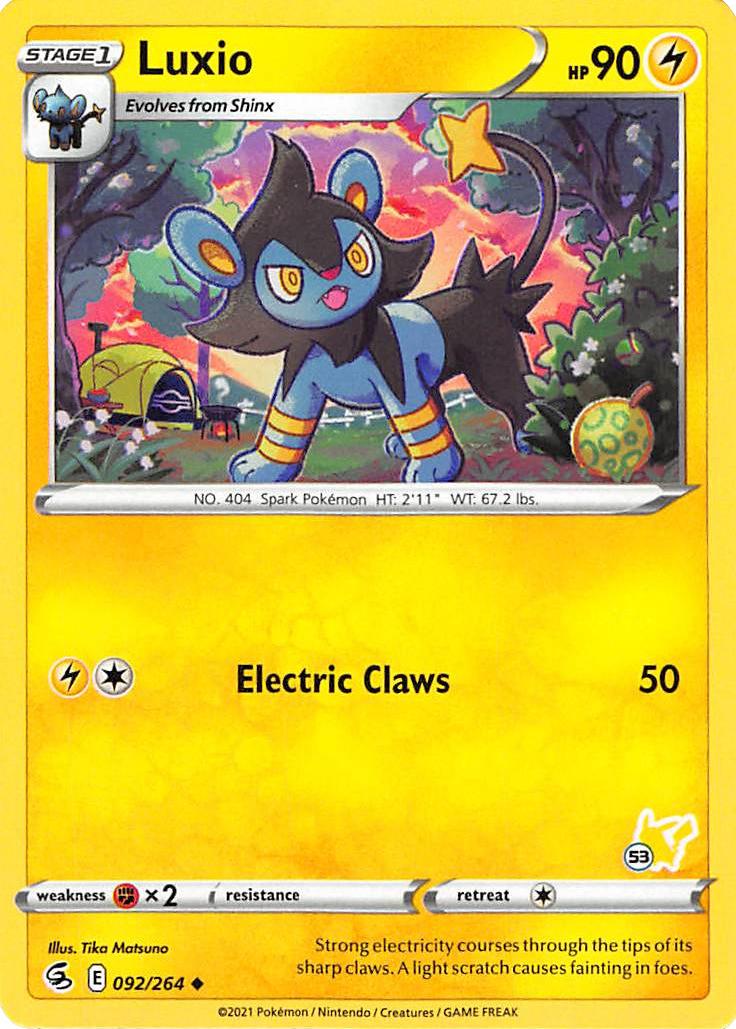 Luxio (092/264) (Pikachu Stamp #53) [Battle Academy 2022] | Event Horizon Hobbies CA