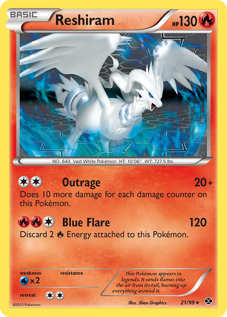 Reshiram (21/99) (Theme Deck Exclusive) [Black & White: Next Destinies] | Event Horizon Hobbies CA