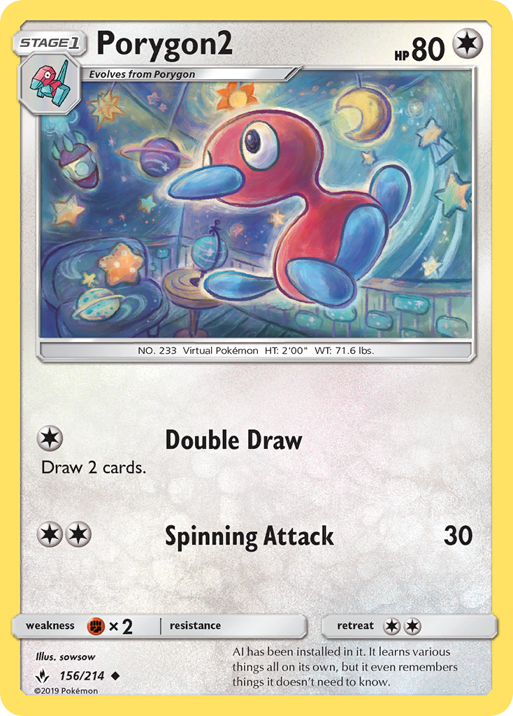 Porygon2 (156/214) [Sun & Moon: Unbroken Bonds] | Event Horizon Hobbies CA