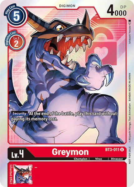 Greymon [BT3-011] (Buy-A-Box Promo) [Release Special Booster Ver.1.5 Promos] | Event Horizon Hobbies CA