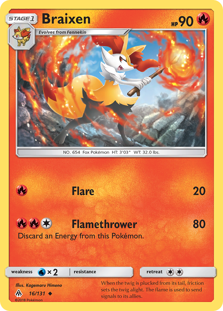 Braixen (16/131) [Sun & Moon: Forbidden Light] | Event Horizon Hobbies CA