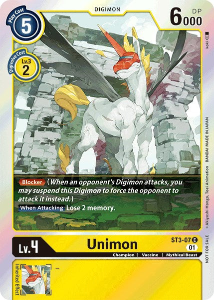 Unimon [ST3-07] (Official Tournament Pack Vol.4) [Starter Deck: Heaven's Yellow Promos] | Event Horizon Hobbies CA