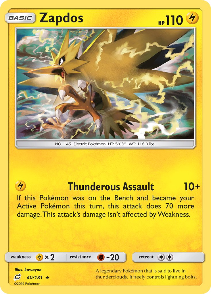 Zapdos (40/181) (Theme Deck Exclusive) [Sun & Moon: Team Up] | Event Horizon Hobbies CA