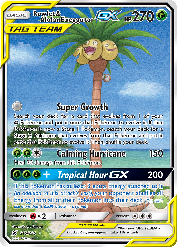 Rowlet & Alolan Exeggutor GX (215/236) [Sun & Moon: Unified Minds] | Event Horizon Hobbies CA