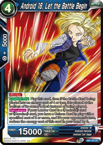 Android 18, Let the Battle Begin (EB1-20) [Battle Evolution Booster] | Event Horizon Hobbies CA