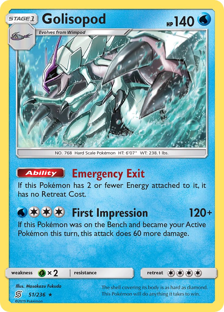 Golisopod (51/236) (Cosmos Holo) (Blister Exclusive) [Sun & Moon: Unified Minds] | Event Horizon Hobbies CA