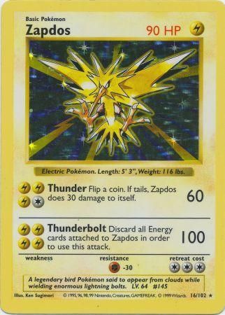 Zapdos (16/102) [Base Set Shadowless Unlimited] | Event Horizon Hobbies CA