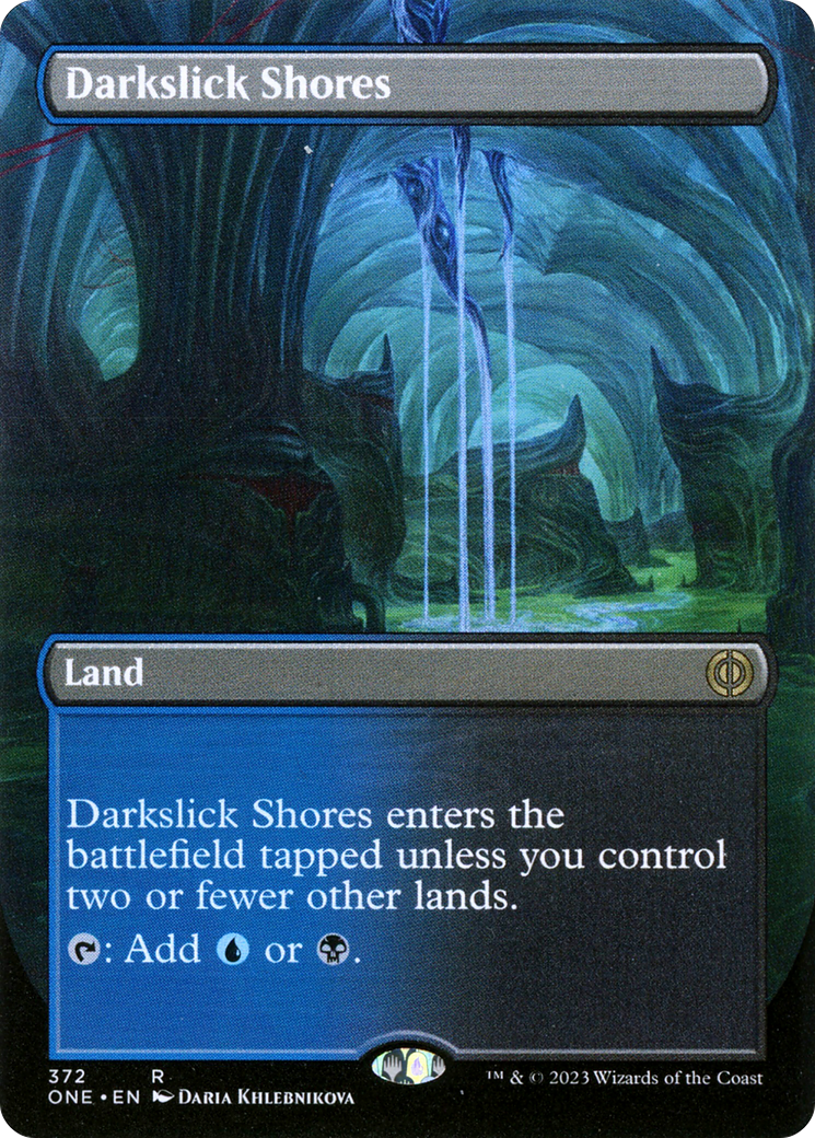 Darkslick Shores (Borderless Alternate Art) [Phyrexia: All Will Be One] | Event Horizon Hobbies CA