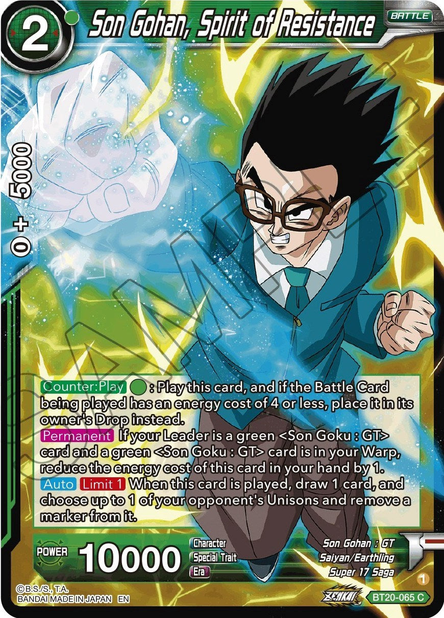 Son Gohan, Spirit of Resistance (BT20-065) [Power Absorbed] | Event Horizon Hobbies CA