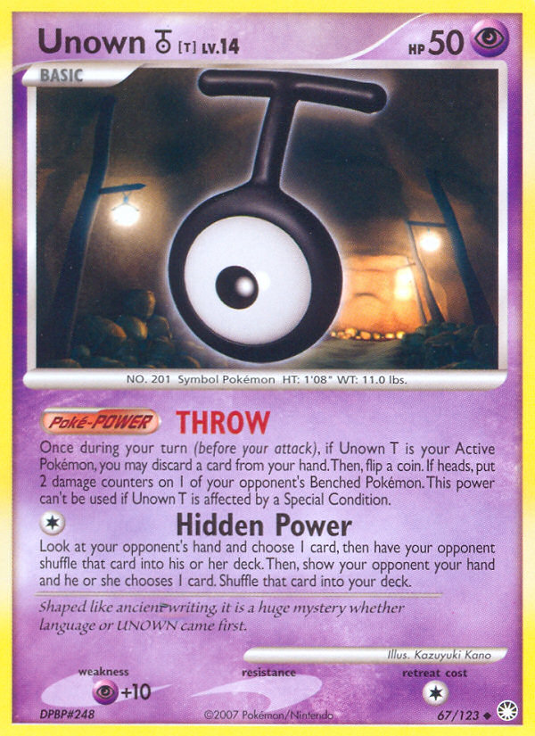 Unown T (67/123) [Diamond & Pearl: Mysterious Treasures] | Event Horizon Hobbies CA