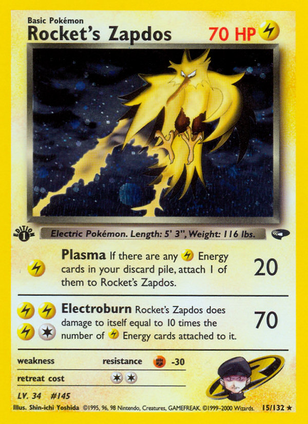 Rocket's Zapdos (15/132) [Gym Challenge 1st Edition] | Event Horizon Hobbies CA